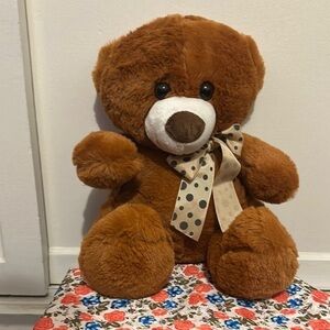 Brown Teddy Bear with Polka Dot Bow